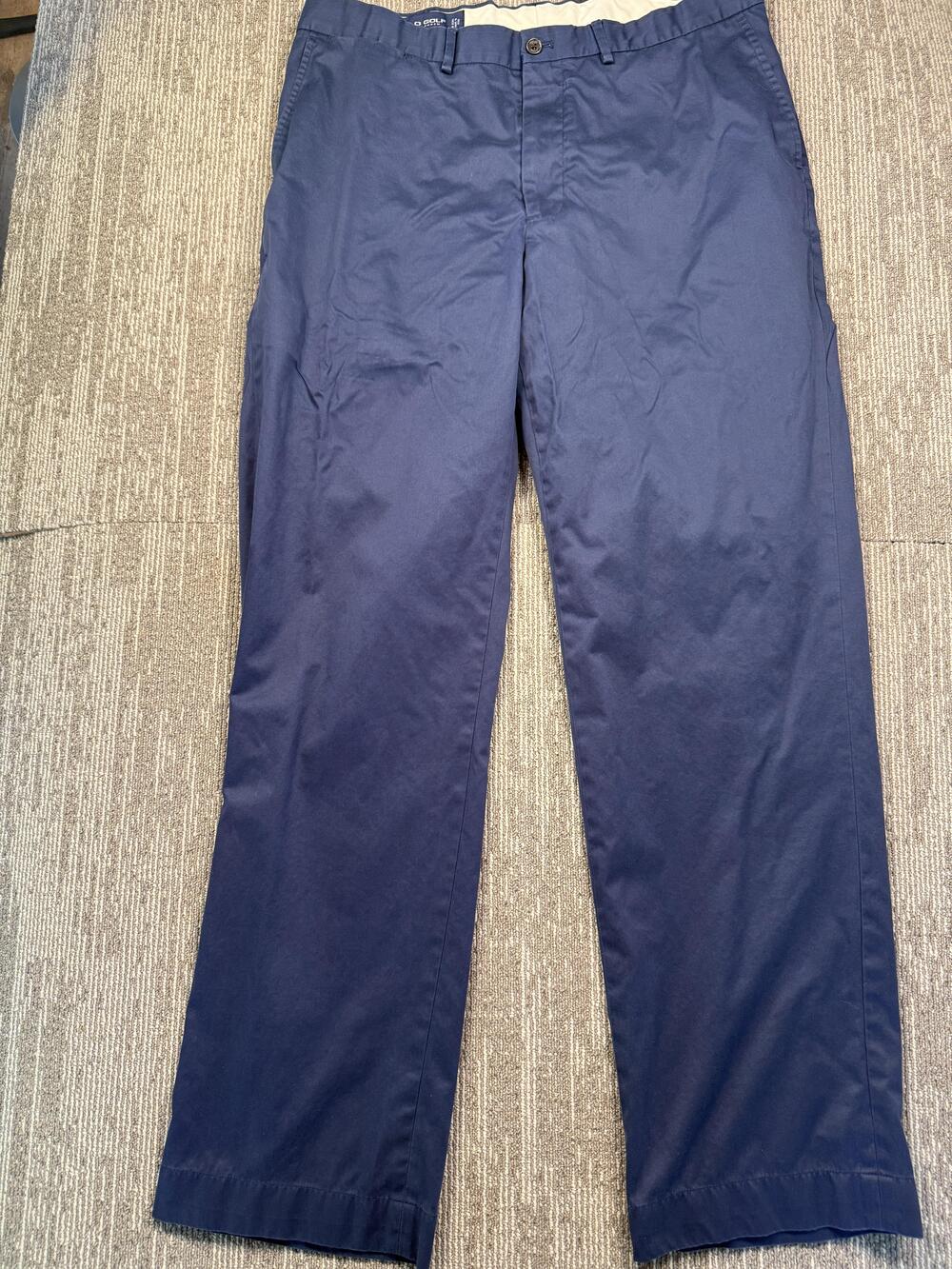 Polo Golf Pants Mens 36x32 Blue Chino Golf Flat Front Straight Leg Casual